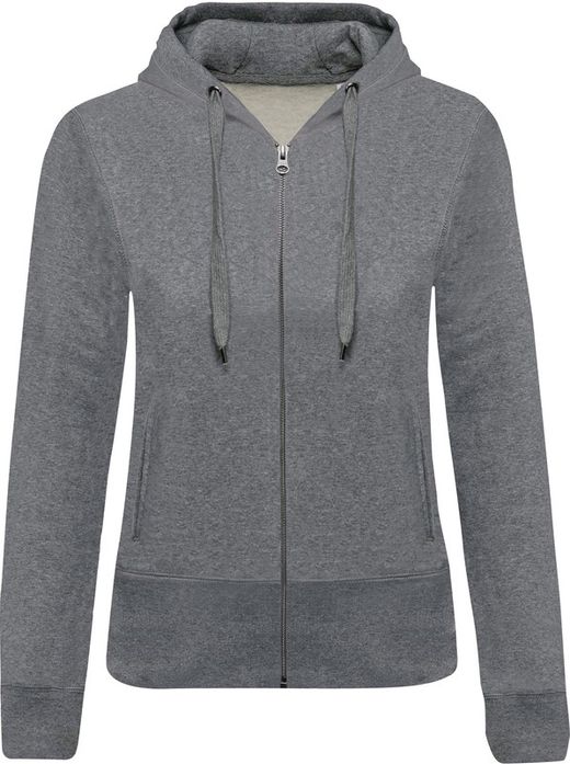 Sudadera algodón orgánico con capucha y cremallera de mujer