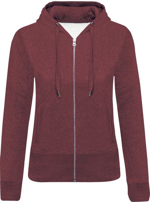 Sudadera algodón orgánico con capucha y cremallera de mujer
