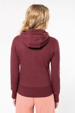 Sudadera algodón orgánico con capucha y cremallera de mujer
