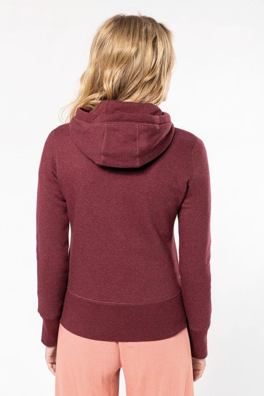 Sudadera algodón orgánico con capucha y cremallera de mujer