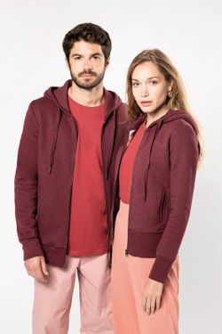 Sudadera algodón orgánico con capucha y cremallera de mujer