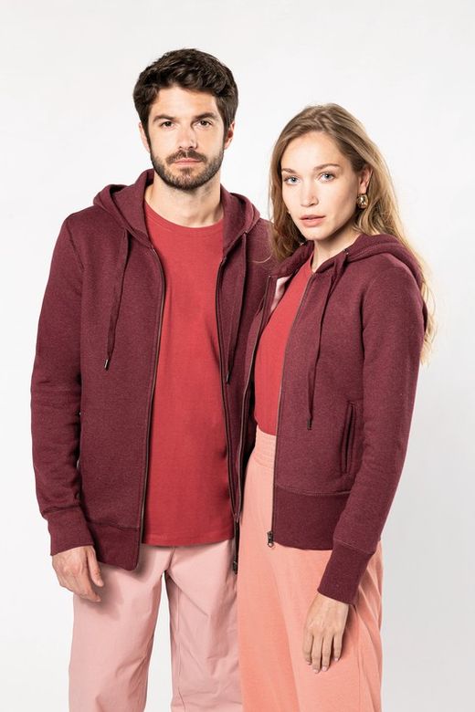 Sudadera algodón orgánico con capucha y cremallera de mujer