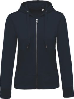 Sudadera algodón orgánico con capucha y cremallera de mujer