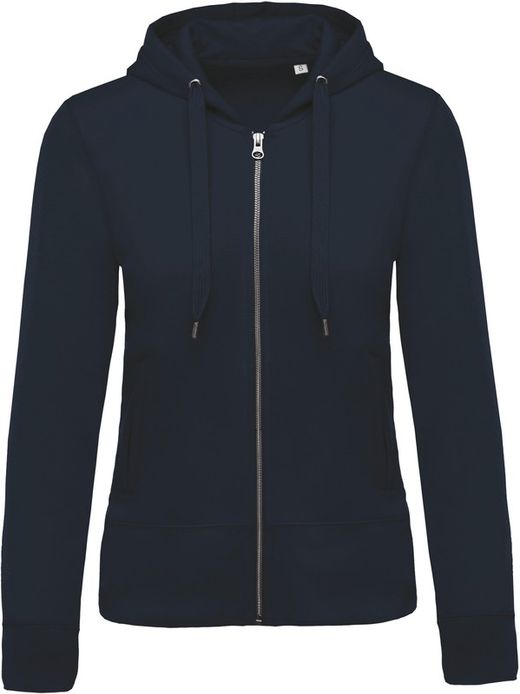 Sudadera algodón orgánico con capucha y cremallera de mujer