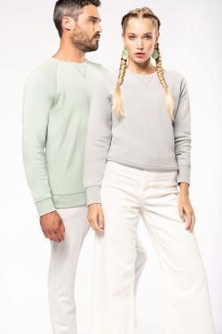 Sudadera algodón orgánico con cuello redondo y mangas raglán