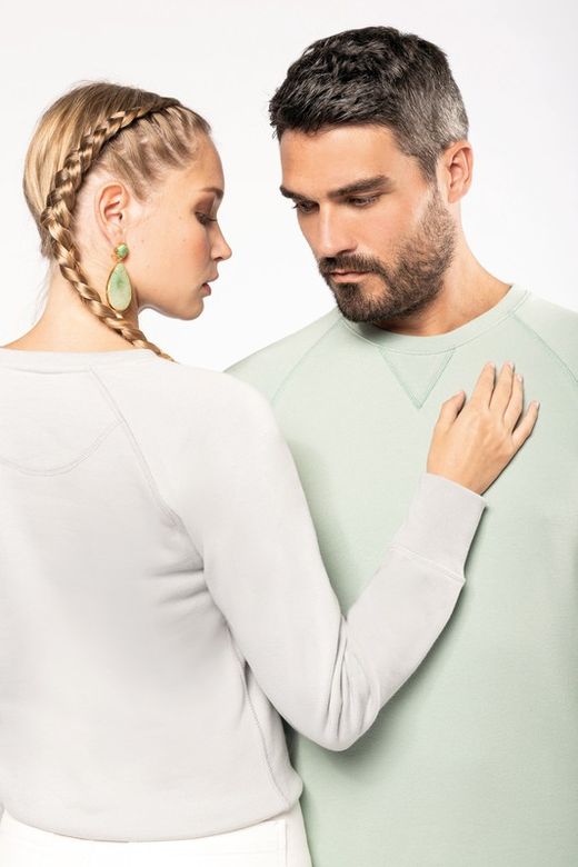 Sudadera algodón orgánico con cuello redondo y mangas raglán