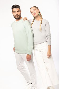 Sudadera algodón orgánico con cuello redondo y mangas raglán