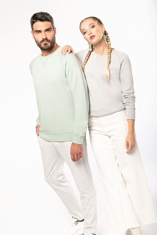 Sudadera algodón orgánico con cuello redondo y mangas raglán