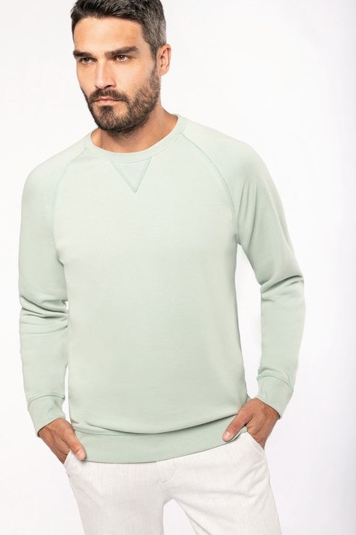 Sudadera algodón orgánico con cuello redondo y mangas raglán