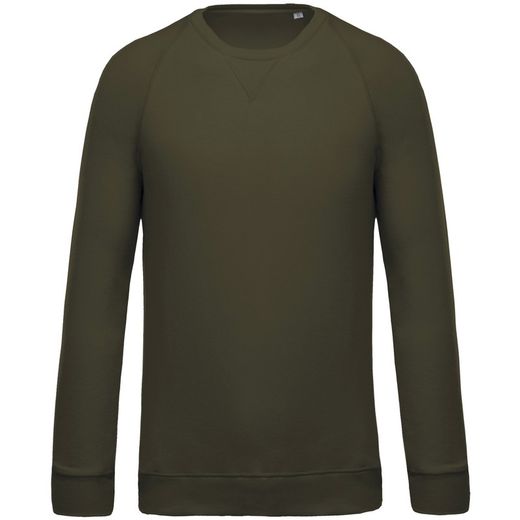 Sudadera algodón orgánico con cuello redondo y mangas raglán