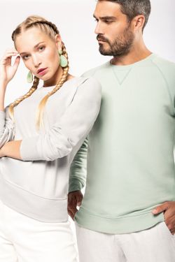 Sudadera algodón orgánico con cuello redondo y mangas raglán