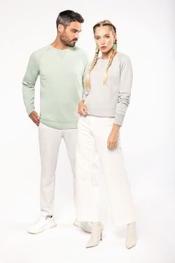 Sudadera algodón orgánico con cuello redondo y mangas raglán
