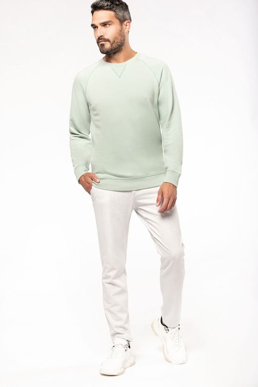 Sudadera algodón orgánico con cuello redondo y mangas raglán