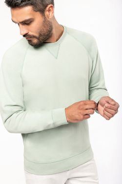 Sudadera algodón orgánico con cuello redondo y mangas raglán
