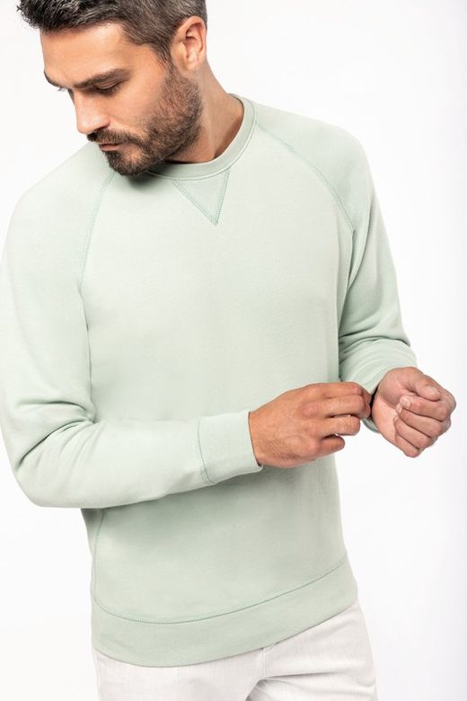 Sudadera algodón orgánico con cuello redondo y mangas raglán