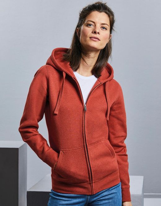 Authentische Melange Hoodie / Zip Frau