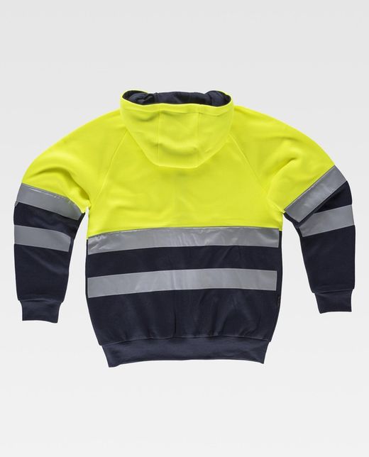 Kombiniertes AV-Sweatshirt, Kapuze, Reißverschluss, reflektierender Torso und Ärmel, Seitentaschen Yellow AV Navy