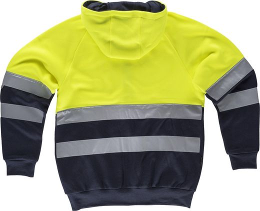 Kombiniertes AV-Sweatshirt, Kapuze, Reißverschluss, reflektierender Torso und Ärmel, Seitentaschen Yellow AV Navy
