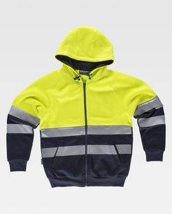Kombiniertes AV-Sweatshirt, Kapuze, Reißverschluss, reflektierender Torso und Ärmel, Seitentaschen Yellow AV Navy