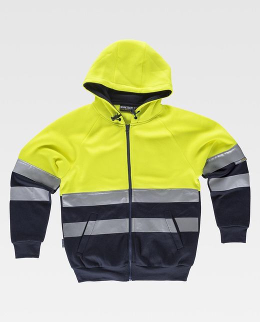 Kombiniertes AV-Sweatshirt, Kapuze, Reißverschluss, reflektierender Torso und Ärmel, Seitentaschen Yellow AV Navy