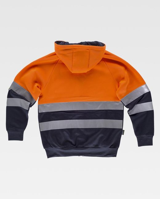 Kombiniertes AV-Sweatshirt, Kapuze, Reißverschluss, reflektierender Torso und Ärmel, Seitentaschen Orange AV Navy