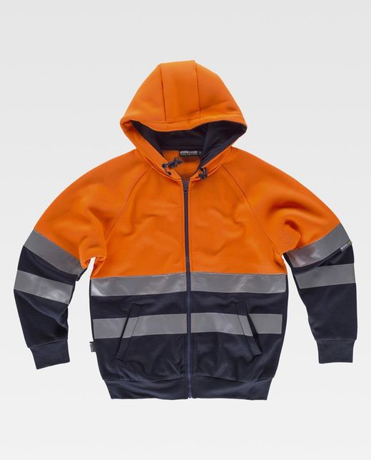 Kombiniertes AV-Sweatshirt, Kapuze, Reißverschluss, reflektierender Torso und Ärmel, Seitentaschen Orange AV Navy