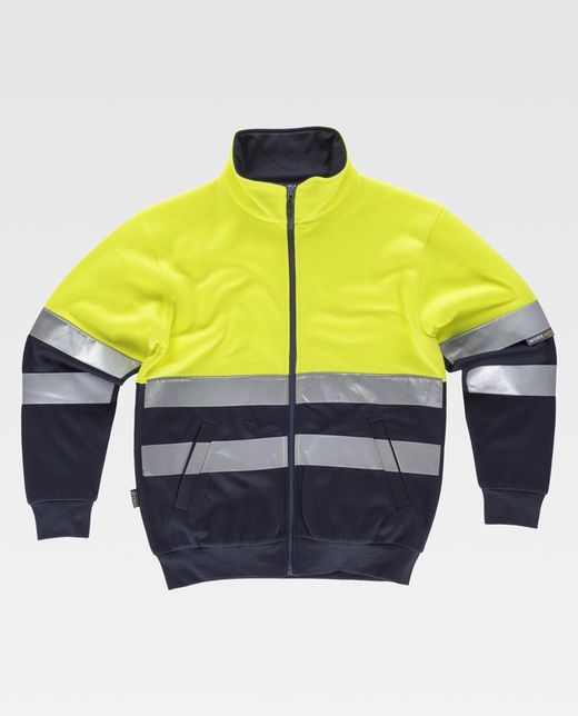 Kombiniertes AV-Sweatshirt mit Reißverschluss, reflektierendem Torso und Ärmeln, Seitentaschen Yellow AV Navy
