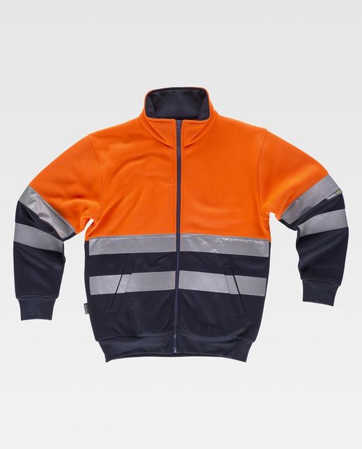 Sudadera AV combinada con cierre cremallera Naranja / Marino