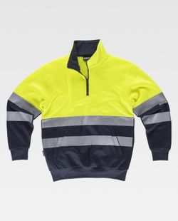 AV-Sweatshirt kombiniert mit halbem Reißverschluss, reflektierendem Torso und Ärmeln, Seitentaschen Yellow AV Navy
