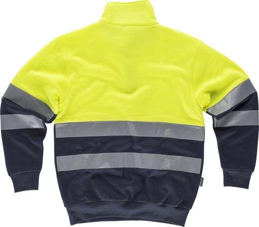 AV-Sweatshirt kombiniert mit halbem Reißverschluss, reflektierendem Torso und Ärmeln, Seitentaschen Yellow AV Navy