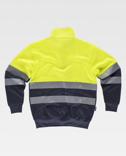AV-Sweatshirt kombiniert mit halbem Reißverschluss, reflektierendem Torso und Ärmeln, Seitentaschen Yellow AV Navy