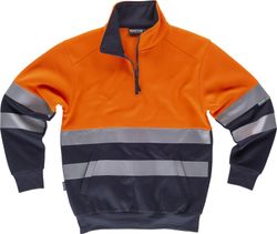 Sudadera AV combinada con media cremallera Naranja / Marino