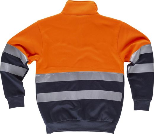 AV-Sweatshirt kombiniert mit halbem Reißverschluss, reflektierendem Torso und Ärmeln, Seitentaschen Orange AV Navy