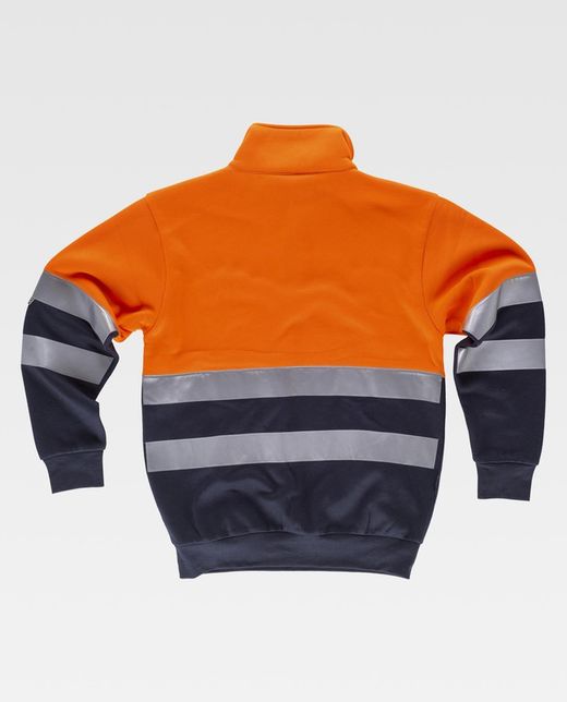 AV-Sweatshirt kombiniert mit halbem Reißverschluss, reflektierendem Torso und Ärmeln, Seitentaschen Orange AV Navy