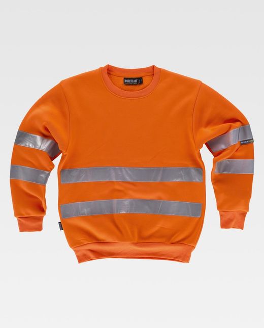 Sudadera AV cuello redondo con cintas reflectantes en torso y mangas Naranja