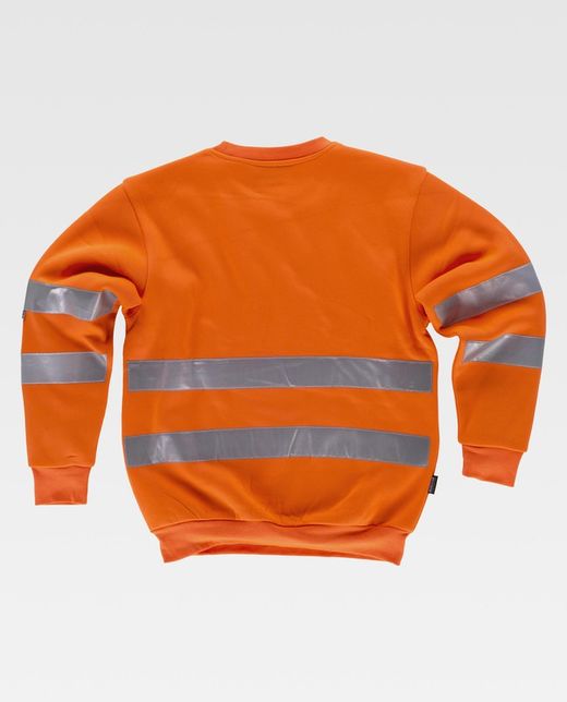 Sudadera AV cuello redondo con cintas reflectantes en torso y mangas Naranja