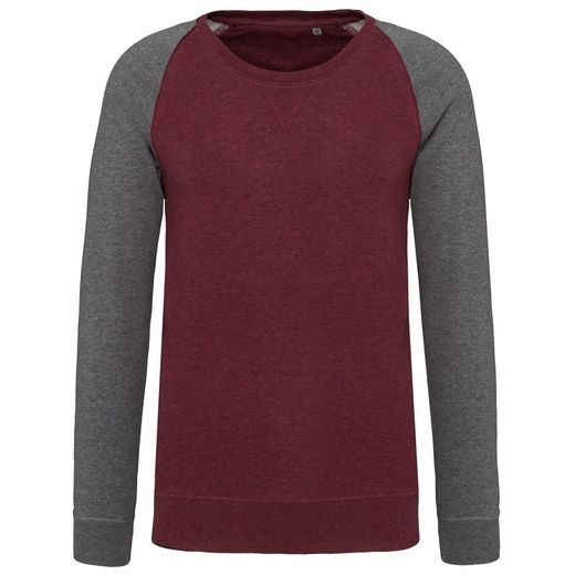 Zweifarbiges Sweatshirt aus Bio-Baumwolle Raglanärmel mit Rundhalsausschnitt für Männer