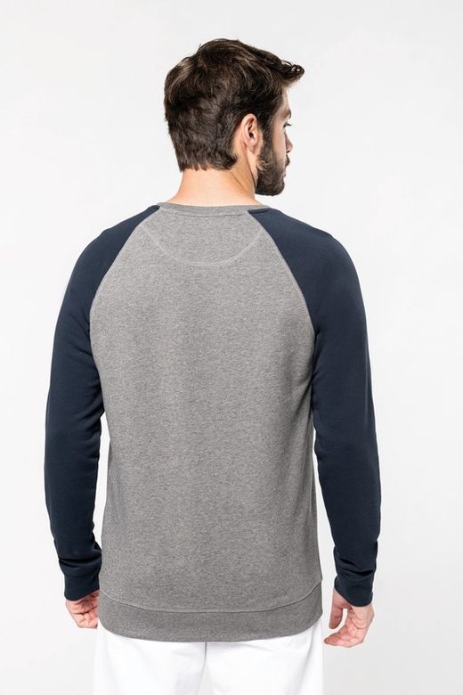Zweifarbiges Sweatshirt aus Bio-Baumwolle Raglanärmel mit Rundhalsausschnitt für Männer