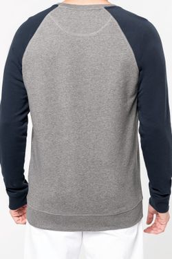 Zweifarbiges Sweatshirt aus Bio-Baumwolle Raglanärmel mit Rundhalsausschnitt für Männer