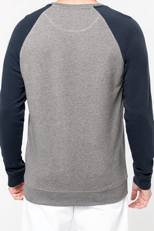 Zweifarbiges Sweatshirt aus Bio-Baumwolle Raglanärmel mit Rundhalsausschnitt für Männer