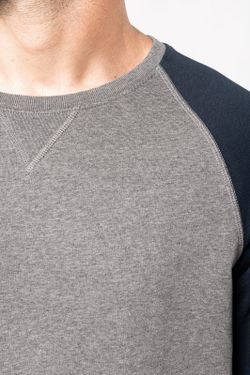 Zweifarbiges Sweatshirt aus Bio-Baumwolle Raglanärmel mit Rundhalsausschnitt für Männer
