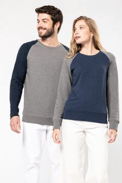 Zweifarbiges Sweatshirt aus Bio-Baumwolle Raglanärmel mit Rundhalsausschnitt für Männer