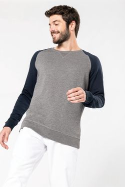 Zweifarbiges Sweatshirt aus Bio-Baumwolle Raglanärmel mit Rundhalsausschnitt für Männer