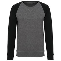 Zweifarbiges Sweatshirt aus Bio-Baumwolle Raglanärmel mit Rundhalsausschnitt für Männer