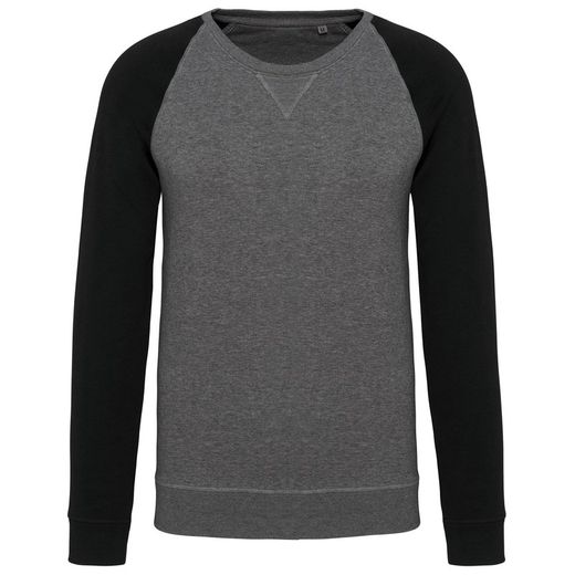 Zweifarbiges Sweatshirt aus Bio-Baumwolle Raglanärmel mit Rundhalsausschnitt für Männer