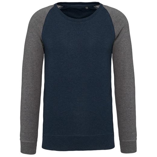 Zweifarbiges Sweatshirt aus Bio-Baumwolle Raglanärmel mit Rundhalsausschnitt für Männer