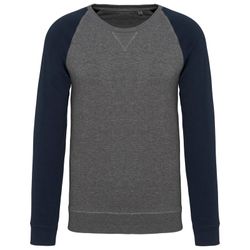 Zweifarbiges Sweatshirt aus Bio-Baumwolle Raglanärmel mit Rundhalsausschnitt für Männer