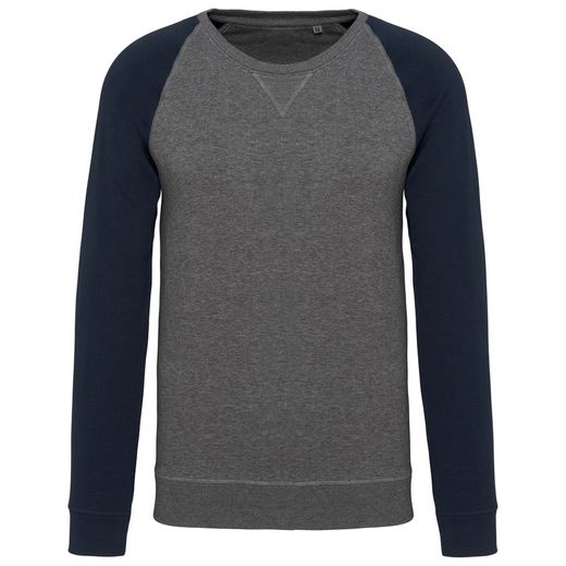 Zweifarbiges Sweatshirt aus Bio-Baumwolle Raglanärmel mit Rundhalsausschnitt für Männer