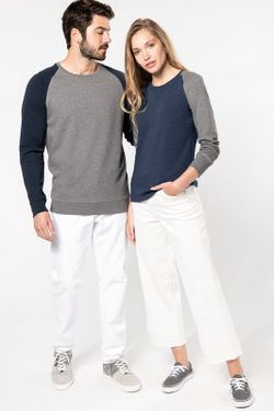 Zweifarbiges Sweatshirt aus Bio-Baumwolle Raglanärmel mit Rundhalsausschnitt für Männer