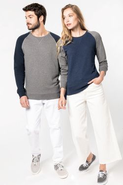 Zweifarbiges Sweatshirt aus Bio-Baumwolle Raglanärmel mit Rundhalsausschnitt für Männer